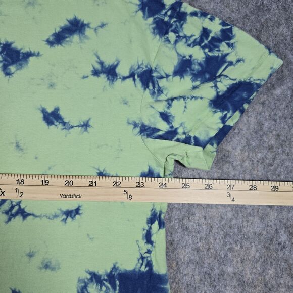 Natural Reflections Womens XL Tie Dye V-Neck Short-Sleeve T-Shirt Green Blue - Picture 3 of 7